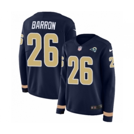 Women's Nike Los Angeles Rams #26 Mark Barron Limited Navy Blue Therma Long Sleeve NFL Jersey