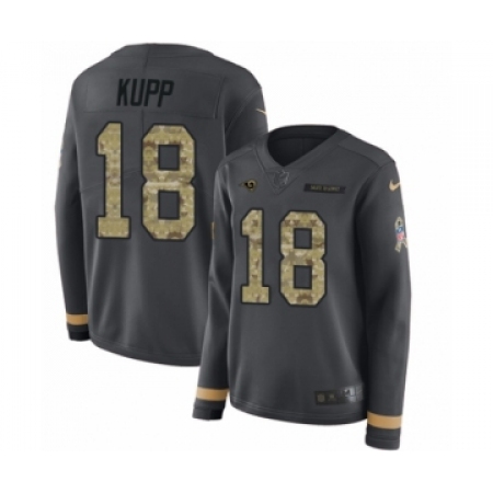 Women's Nike Los Angeles Rams #18 Cooper Kupp Limited Black Salute to Service Therma Long Sleeve NFL Jersey