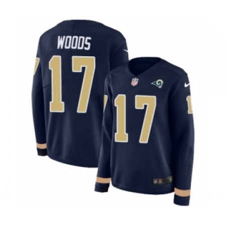 Women's Nike Los Angeles Rams #17 Robert Woods Limited Navy Blue Therma Long Sleeve NFL Jersey