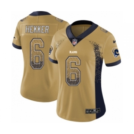 Women's Nike Los Angeles Rams #6 Johnny Hekker Limited Gold Rush Drift Fashion NFL Jersey