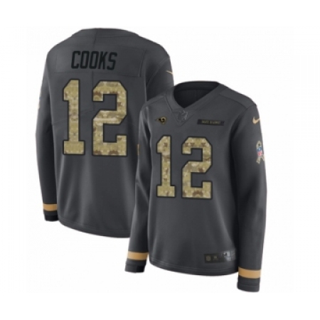 Women's Nike Los Angeles Rams #12 Brandin Cooks Limited Black Salute to Service Therma Long Sleeve NFL Jersey