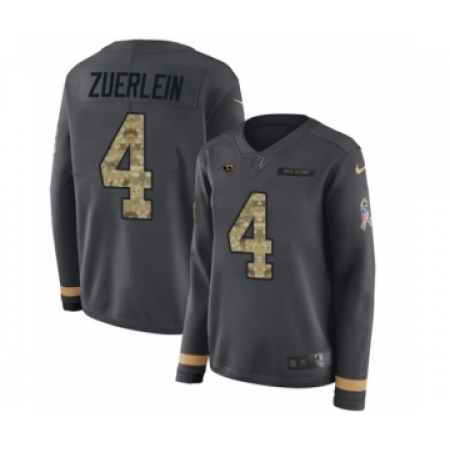 Women's Nike Los Angeles Rams #4 Greg Zuerlein Limited Black Salute to Service Therma Long Sleeve NFL Jersey