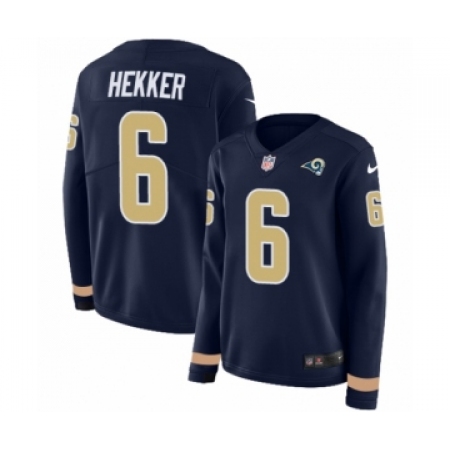 Women's Nike Los Angeles Rams #6 Johnny Hekker Limited Navy Blue Therma Long Sleeve NFL Jersey