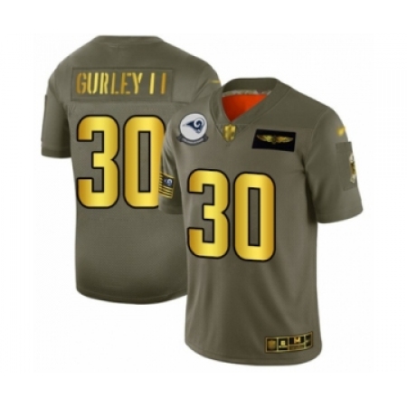 Men's Los Angeles Rams #30 Todd Gurley Olive Gold 2019 Salute to Service Limited Player Football Jersey