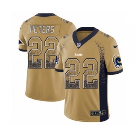 Youth Nike Los Angeles Rams #22 Marcus Peters Limited Gold Rush Drift Fashion NFL Jersey