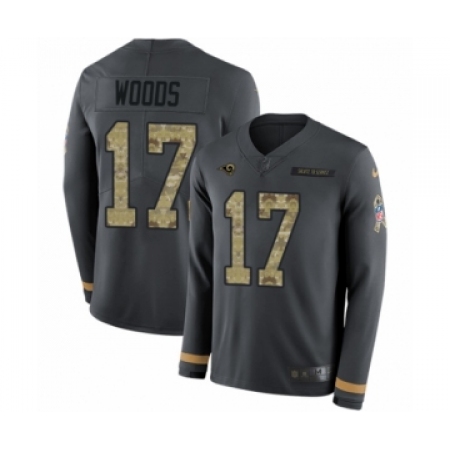 Youth Nike Los Angeles Rams #17 Robert Woods Limited Black Salute to Service Therma Long Sleeve NFL Jersey