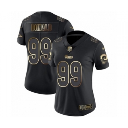 Women's Los Angeles Rams #99 Aaron Donald Black Gold Vapor Untouchable Limited Player Football Jersey
