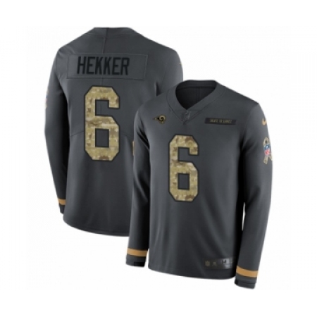 Youth Nike Los Angeles Rams #6 Johnny Hekker Limited Black Salute to Service Therma Long Sleeve NFL Jersey