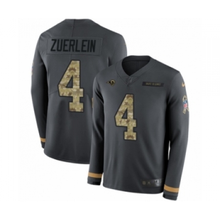 Youth Nike Los Angeles Rams #4 Greg Zuerlein Limited Black Salute to Service Therma Long Sleeve NFL Jersey
