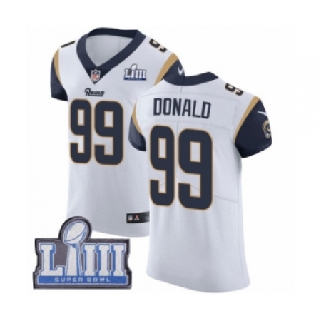 Men's Nike Los Angeles Rams #99 Aaron Donald White Vapor Untouchable Elite Player Super Bowl LIII Bound NFL Jersey