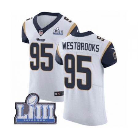 Men's Nike Los Angeles Rams #95 Ethan Westbrooks White Vapor Untouchable Elite Player Super Bowl LIII Bound NFL Jersey