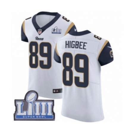 Men's Nike Los Angeles Rams #89 Tyler Higbee White Vapor Untouchable Elite Player Super Bowl LIII Bound NFL Jersey