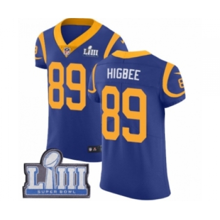 Men's Nike Los Angeles Rams #89 Tyler Higbee Royal Blue Alternate Vapor Untouchable Elite Player Super Bowl LIII Bound NFL Jerse