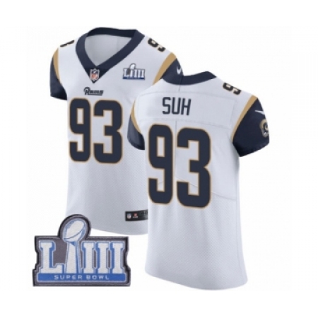 Men's Nike Los Angeles Rams #93 Ndamukong Suh White Vapor Untouchable Elite Player Super Bowl LIII Bound NFL Jersey