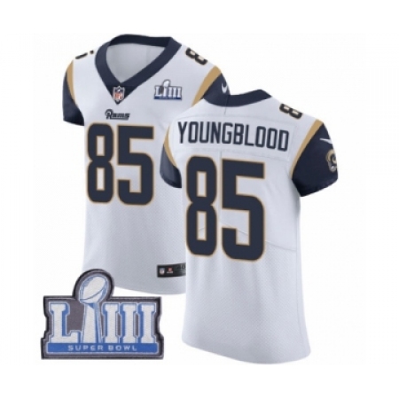 Men's Nike Los Angeles Rams #85 Jack Youngblood White Vapor Untouchable Elite Player Super Bowl LIII Bound NFL Jersey