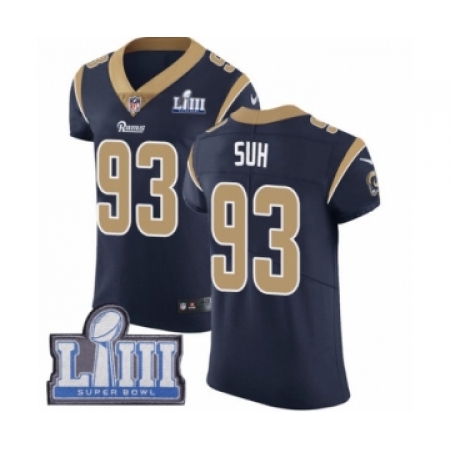 Men's Nike Los Angeles Rams #93 Ndamukong Suh Navy Blue Team Color Vapor Untouchable Elite Player Super Bowl LIII Bound NFL Jers