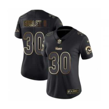 Women's Los Angeles Rams #30 Todd Gurley Black Gold Vapor Untouchable Limited Player Football Jersey