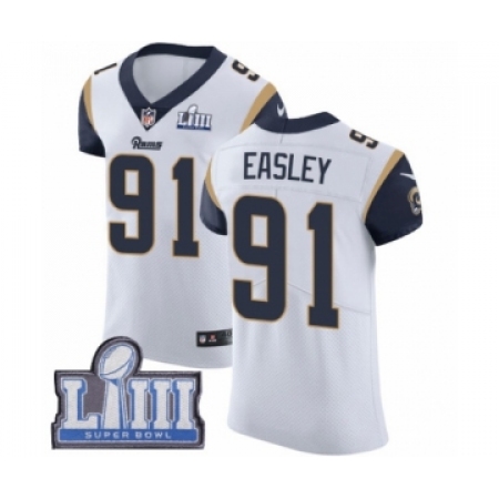 Men's Nike Los Angeles Rams #91 Dominique Easley White Vapor Untouchable Elite Player Super Bowl LIII Bound NFL Jersey