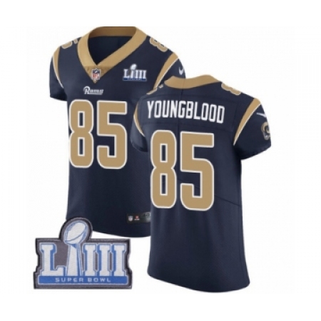 Men's Nike Los Angeles Rams #85 Jack Youngblood Navy Blue Team Color Vapor Untouchable Elite Player Super Bowl LIII Bound NFL Je