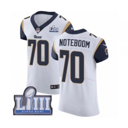 Men's Nike Los Angeles Rams #70 Joseph Noteboom White Vapor Untouchable Elite Player Super Bowl LIII Bound NFL Jersey