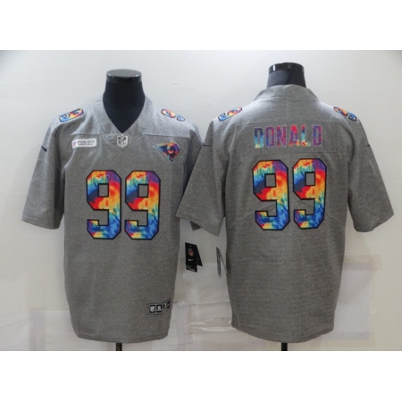 Men's Los Angeles Rams #99 Aaron Donald Gray Rainbow Version Nike Limited Jersey