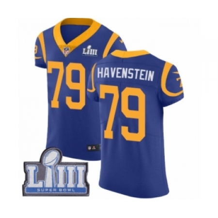 Men's Nike Los Angeles Rams #79 Rob Havenstein Royal Blue Alternate Vapor Untouchable Elite Player Super Bowl LIII Bound NFL Jer