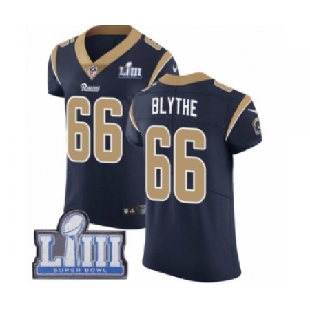 Men's Nike Los Angeles Rams #66 Austin Blythe Navy Blue Team Color Vapor Untouchable Elite Player Super Bowl LIII Bound NFL Jers