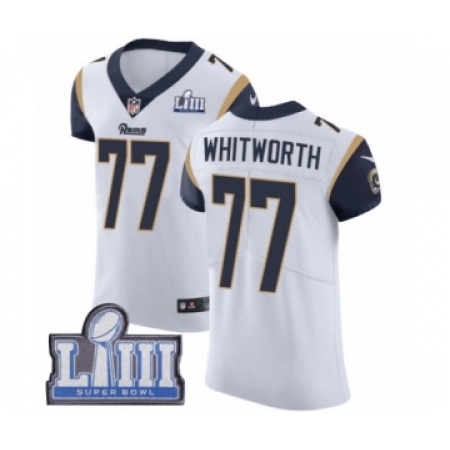 Men's Nike Los Angeles Rams #77 Andrew Whitworth White Vapor Untouchable Elite Player Super Bowl LIII Bound NFL Jersey
