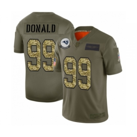 Men's Los Angeles Rams #99 Aaron Donald 2019 Olive Camo Salute to Service Limited Jersey