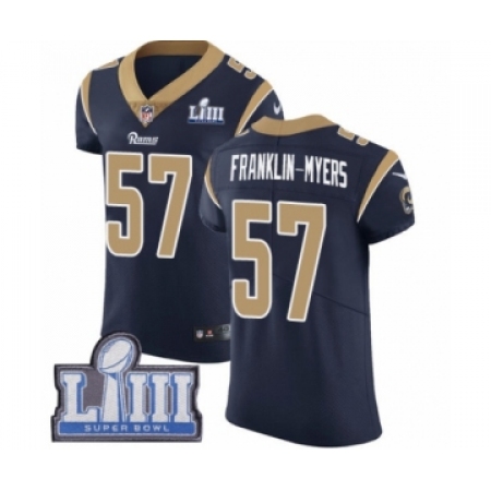 Men's Nike Los Angeles Rams #57 John Franklin-Myers Navy Blue Team Color Vapor Untouchable Elite Player Super Bowl LIII Bound NF