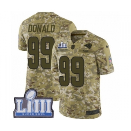 Men's Nike Los Angeles Rams #99 Aaron Donald Limited Camo 2018 Salute to Service Super Bowl LIII Bound NFL Jersey