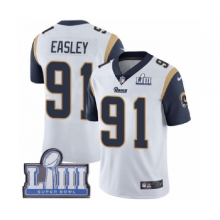 Men's Nike Los Angeles Rams #91 Dominique Easley White Vapor Untouchable Limited Player Super Bowl LIII Bound NFL Jersey