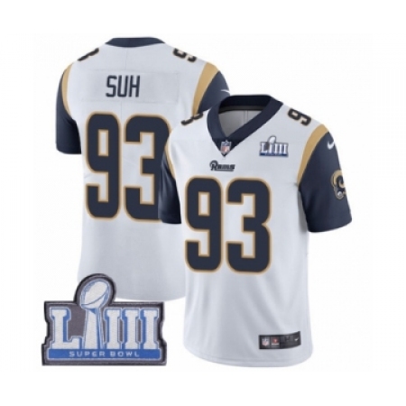 سييرا جمس Men's Nike Los Angeles Rams #93 Ndamukong Suh White Vapor Untouchable  Limited Player Super Bowl LIII Bound NFL Jersey Size S سييرا جمس