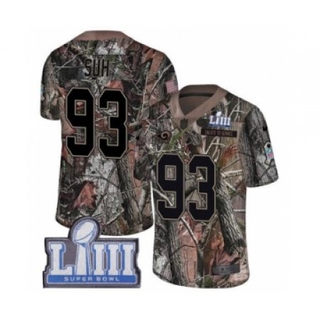 Men's Nike Los Angeles Rams #93 Ndamukong Suh Camo Rush Realtree Limited Super Bowl LIII Bound NFL Jersey