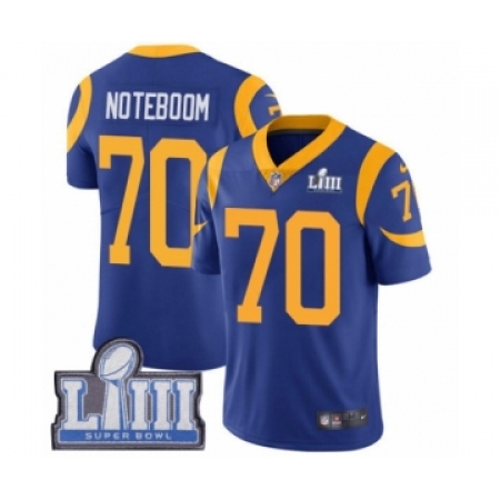Men's Nike Los Angeles Rams #70 Joseph Noteboom Royal Blue Alternate Vapor Untouchable Limited Player Super Bowl LIII Bound NFL 