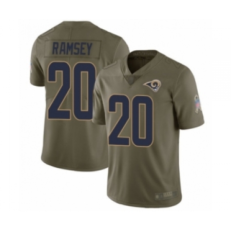 Men's Los Angeles Rams #20 Jalen Ramsey Limited Olive 2017 Salute to Service Football Jersey