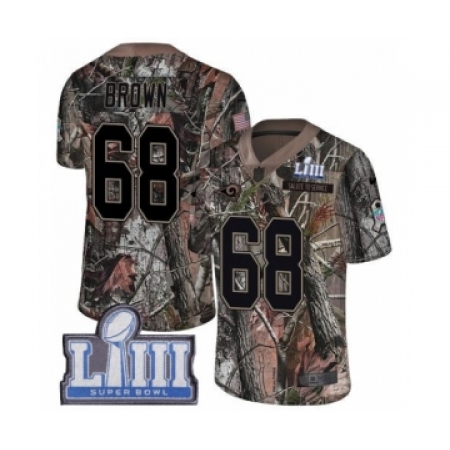 Men's Nike Los Angeles Rams #68 Jamon Brown Camo Rush Realtree Limited Super Bowl LIII Bound NFL Jersey