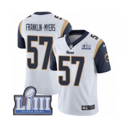 Men's Nike Los Angeles Rams #57 John Franklin-Myers White Vapor Untouchable Limited Player Super Bowl LIII Bound NFL Jersey