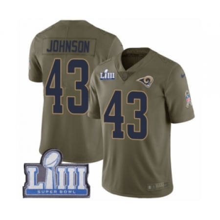 Men's Nike Los Angeles Rams #43 John Johnson Limited Olive 2017 Salute to Service Super Bowl LIII Bound NFL Jersey