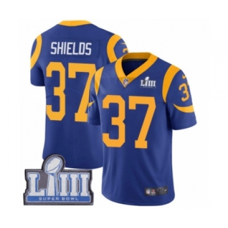 Men's Nike Los Angeles Rams #37 Sam Shields Royal Blue Alternate Vapor Untouchable Limited Player Super Bowl LIII Bound NFL Jers