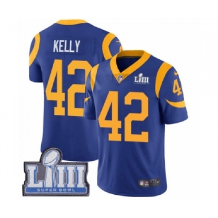 Men's Nike Los Angeles Rams #42 John Kelly Royal Blue Alternate Vapor Untouchable Limited Player Super Bowl LIII Bound NFL Jerse