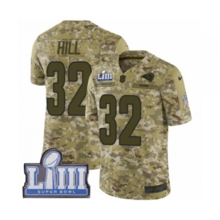 Men's Nike Los Angeles Rams #32 Troy Hill Limited Camo 2018 Salute to Service Super Bowl LIII Bound NFL Jersey