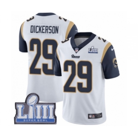 Men's Nike Los Angeles Rams #29 Eric Dickerson White Vapor Untouchable Limited Player Super Bowl LIII Bound NFL JerseyJersey