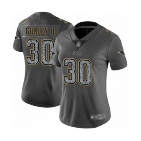 Women's Los Angeles Rams #30 Todd Gurley Limited Gray Static Fashion Football Jersey
