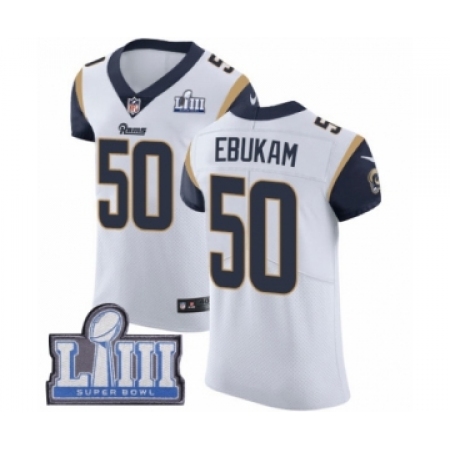 Men's Nike Los Angeles Rams #50 Samson Ebukam White Vapor Untouchable Elite Player Super Bowl LIII Bound NFL Jersey