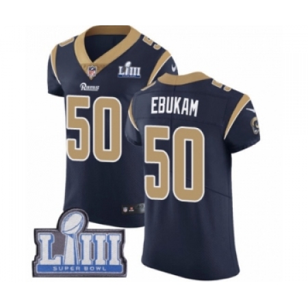 Men's Nike Los Angeles Rams #50 Samson Ebukam Navy Blue Team Color Vapor Untouchable Elite Player Super Bowl LIII Bound NFL Jers