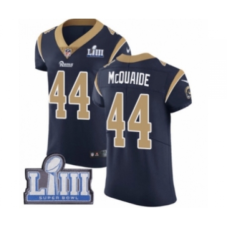 Men's Nike Los Angeles Rams #44 Jacob McQuaide Navy Blue Team Color Vapor Untouchable Elite Player Super Bowl LIII Bound NFL Jer