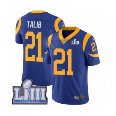 Men's Nike Los Angeles Rams #21 Aqib Talib Royal Blue Alternate Vapor Untouchable Limited Player Super Bowl LIII Bound NFL Jerse