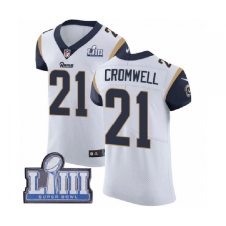 Men's Nike Los Angeles Rams #21 Nolan Cromwell White Vapor Untouchable Elite Player Super Bowl LIII Bound NFL Jersey