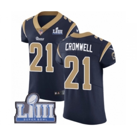 Men's Nike Los Angeles Rams #21 Nolan Cromwell Navy Blue Team Color Vapor Untouchable Elite Player Super Bowl LIII Bound NFL Jer